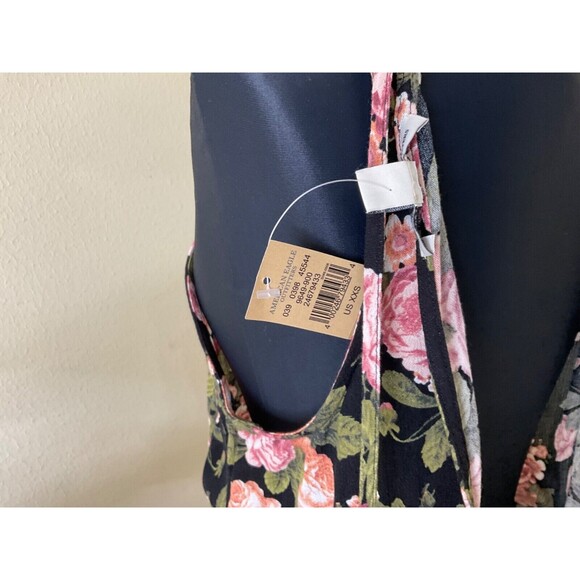 NWT American Eagle Outfitters Dress XXS Black Floral Maxi dress Open Back - Picture 9 of 14